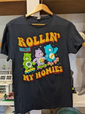 Care Bears Rollin' With My Homies Black Graphic T-shirt Size Small